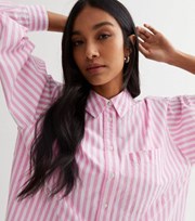 New Look Pink Stripe Poplin Oversized Shirt